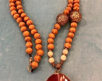 Item 247:  Russian Wooden Beaded Necklace: $14