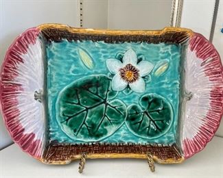 Item 18:  Antique Holdcraft Majolica Ice Cream Tray - 13.5": $185