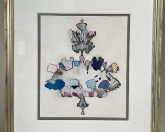 Item 19:  Original Mixed Media Artwork, Framed in Silver Gilt - 14.5" x 15.75": $95