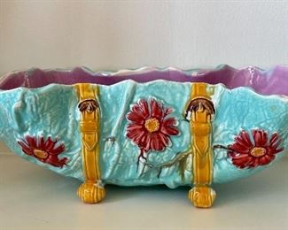 Item 26:  Thomas Forester Majolica Bowl with Buckles - 12.5" x 4.25": $225