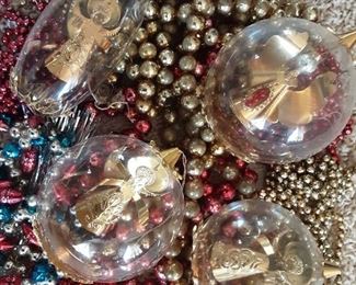 Vintage West Germany Resl Lenz Christmas Ornament, Mercury Glass beads garland 