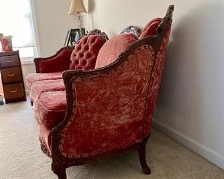 Antique crushed velvet settee sofa