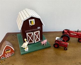 Vintage barn and tractor toys