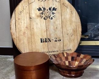 KAMA201Wood Lazy Susan and Bowl