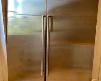 Pair Sub-Zero stainless steel door panel with tubular handles