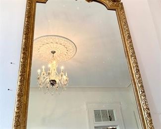 Continental 19th c. Louis XV-style giltwood overmantel mirror