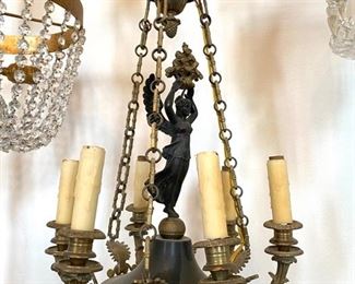 French Empire 19th c. gilt bronze figural chandelier
