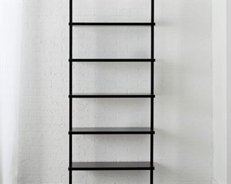Sample stock image of the Stairway wall mounted bookcase in black by CB2
