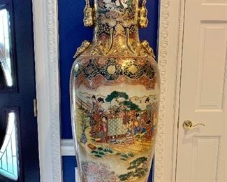 $450 each -  2 Rose Medallion Floor Vases - 2 AVAILABLE!  - 48"H; 17"Diam