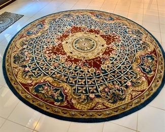 $395 - Safavieh royal blue floral, 100% wool rug - 8'D