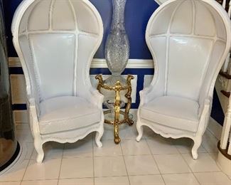 $2400 pair- Pair of faux alligator,  leather throne balloon chairs - 63'' H x 34'' W x 30'' D, seat is 17"H