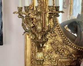 $600 for pair - Pair of metal, gilded lights with marble base - 33"H; 11"D