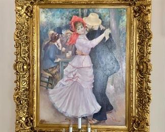 $1200 - Roy Allison After Renoir La Pastiche Dance at Bougival in gilt wood frame - 54"H; 45"W