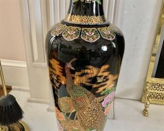 $125 each - Gold rimmed peacock vase #2.  23"H; 9"Diam