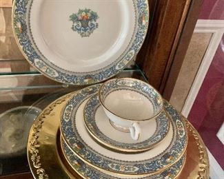 Lenox "Autumn" Gold Stamp dinner plates, salad plates, dessert plates, soup bowls, cups and saucers. See counts and prices in final Lenox photo.