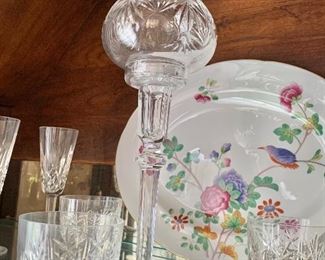 $80 each - One of two Waterford hurricane votive holders each approx 14" H. 