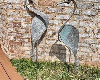 $195 - Pair metal garden art  herons - Each 44"H; 10"W; 4"D