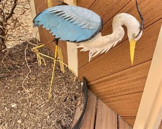 $65 - Metal garden art Heron - 33"H; 22"W; 4"D