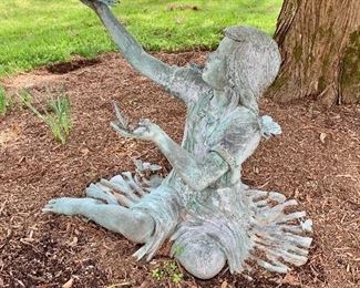 $950 - Outdoor bronze sculpture of girl with butterflies - 29"H; 29"W: 19"D