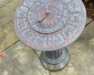 $75 - Aluminum cast sundial - as is - one of the dials is missing: 22"H'; 14"Diam