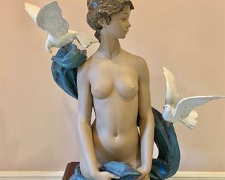 $475 Lladro nude with doves matte finish #3  21"H; 22"W; 10"D