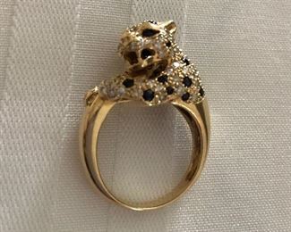 $425  14K gold Tiger ring: size: 6.5