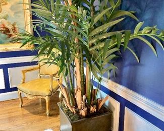 $350 each - 2 faux plants with metal box base  - 21.5" H, 19.5" W, 19.5" D.