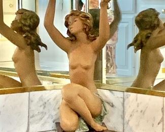 $495 Lladro "Peace Offering"  nude with doves matte finish one wood base   #5 - 23" H, 9.5" W, 9" D.