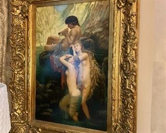 $750 - "Amour" giclee in ornate frame - 50" H x 39" W. 