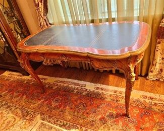 $995 - French Louis XV Style Ormolu Desk Leather Top  - 30" H, 54" W, 29" D. 