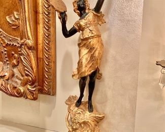 Detail - 23" H, 7.5" W, 4" D, base 6.5" diam. 