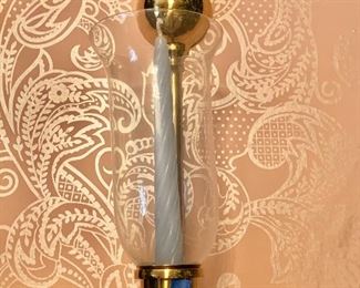 $60 - Hurricane and brass wall candle sconce  15.5" H, 5" W, 6.5" D. 