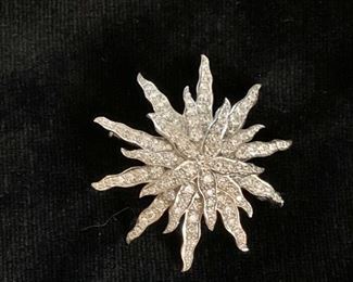 $1295 Tiffany & Co. diamond and platinum pin 1.75"Diam