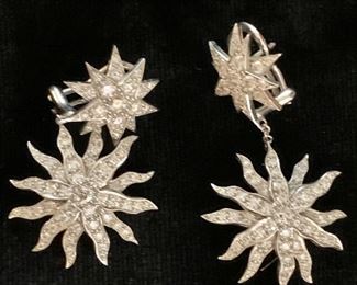 $1995  Tiffany & Co diamond and platinum earrings 1.75"L