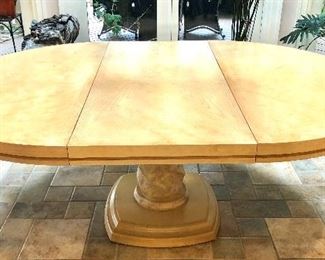 $550 - Twisted pedestal dining table.  30" H, 78" L (incl'g 24" leaf), 54" W. 