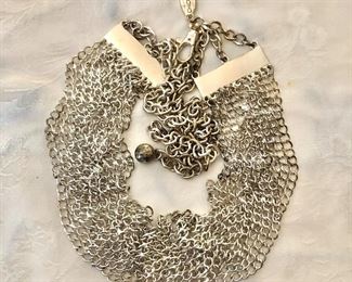 $25  Chico's silver tone chain link belt.  51"L