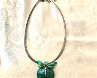 $25 Blue green dragon fly necklace Chico's 