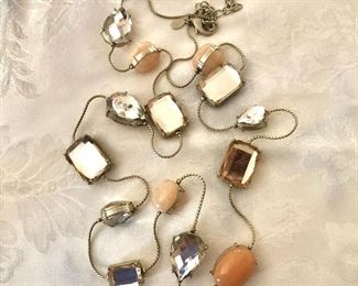$22 Extra long peach color and rhinestone necklace.  44"L 