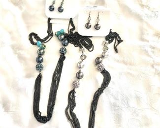 $15 ea Sets of Croft and Barrow earrings and long strand necklaces.   Necklaces:  32"L.  Earrings: 1.5"L
