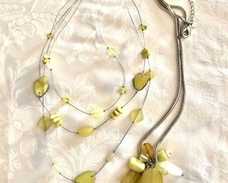 $20 Each Yellow green beaded necklaces Chico's.   Left:  21"L.  Right: 34"L Right one SOLD 