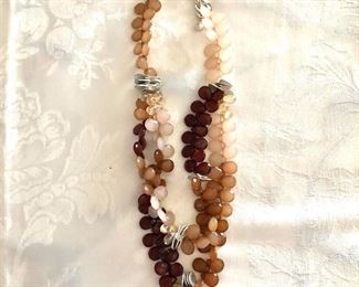 $20 Beaded intertwined necklace silver tone Chico's .  20"L