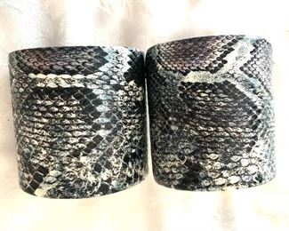 $25 each Snake leather design cuff bracelets.  2.5"Diam  adjustable each One available, one SOLD 