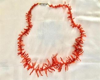 $95 Branch coral necklace with silver tone clasp.  18"L 