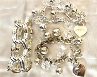 $15 each Silver tone bracelets (2 are Chico's).  2.5"Diam each