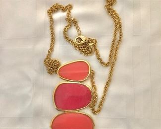 $30 Salmon colored gold tone necklace Chico's.  35"L 