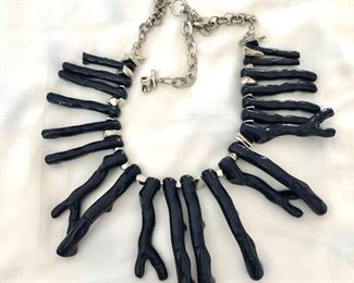 $30 Black spiky branch necklace.  24"L 