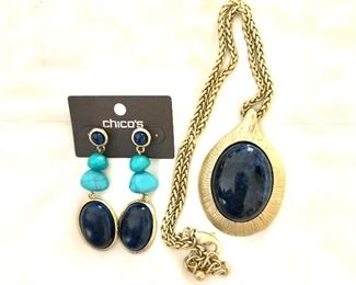 $30 Necklace and earrings set Chico's.  Necklace: 22"L.  Earrings: 2.3"L 