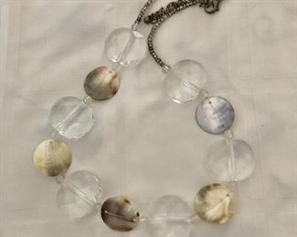 $14 Crystal and mother of pearl necklace.  25"L 
