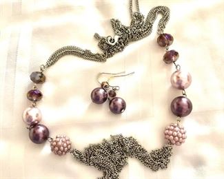 $14 Croft and Barrow necklace and earrings set.  Necklace: 32"L.  Earrings: 1"L 