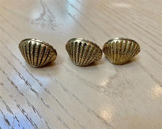 $15 - Set of 3 brass, shell place card holders #4